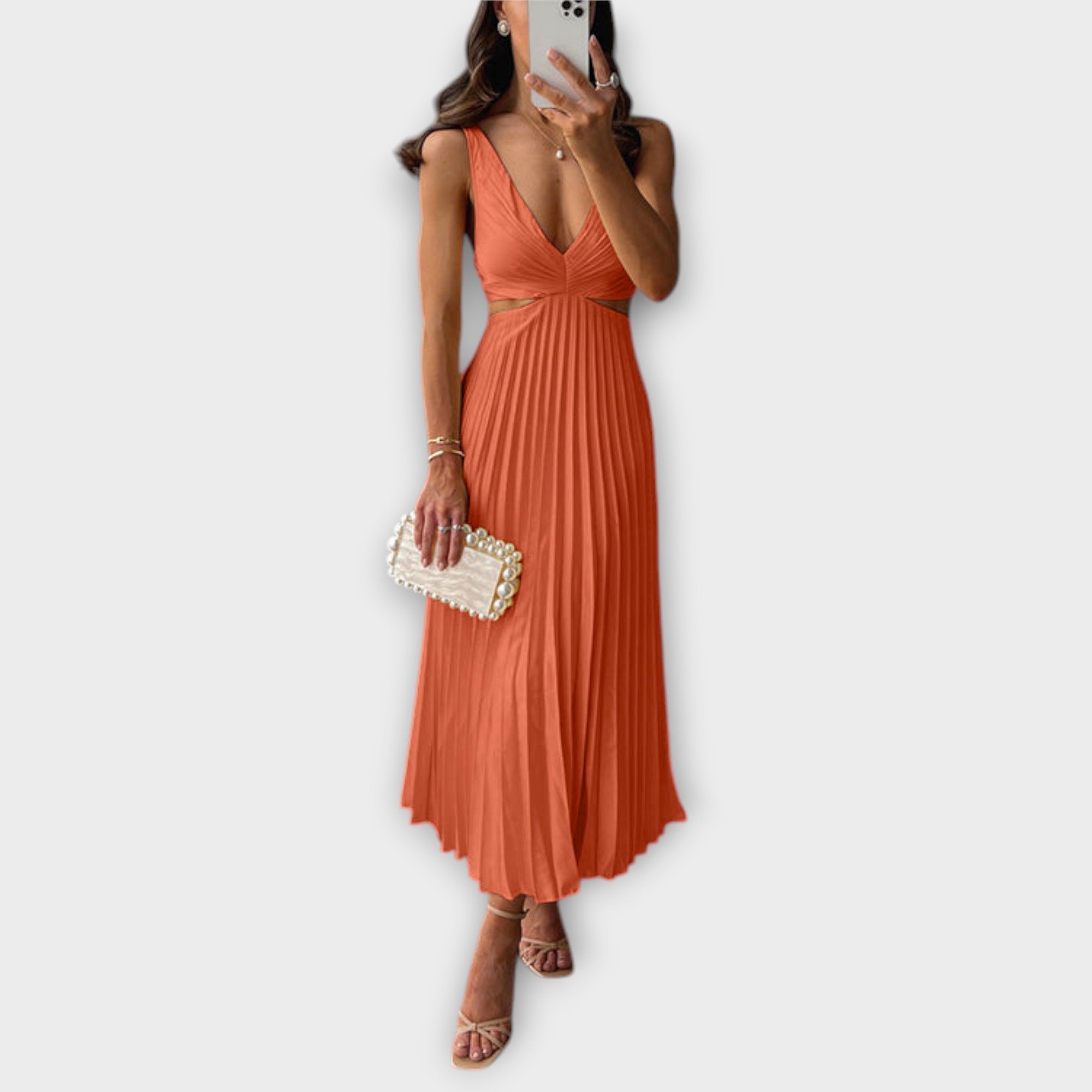 Vilma ™ ｜Elegantné midi večerné šaty s plisovaním