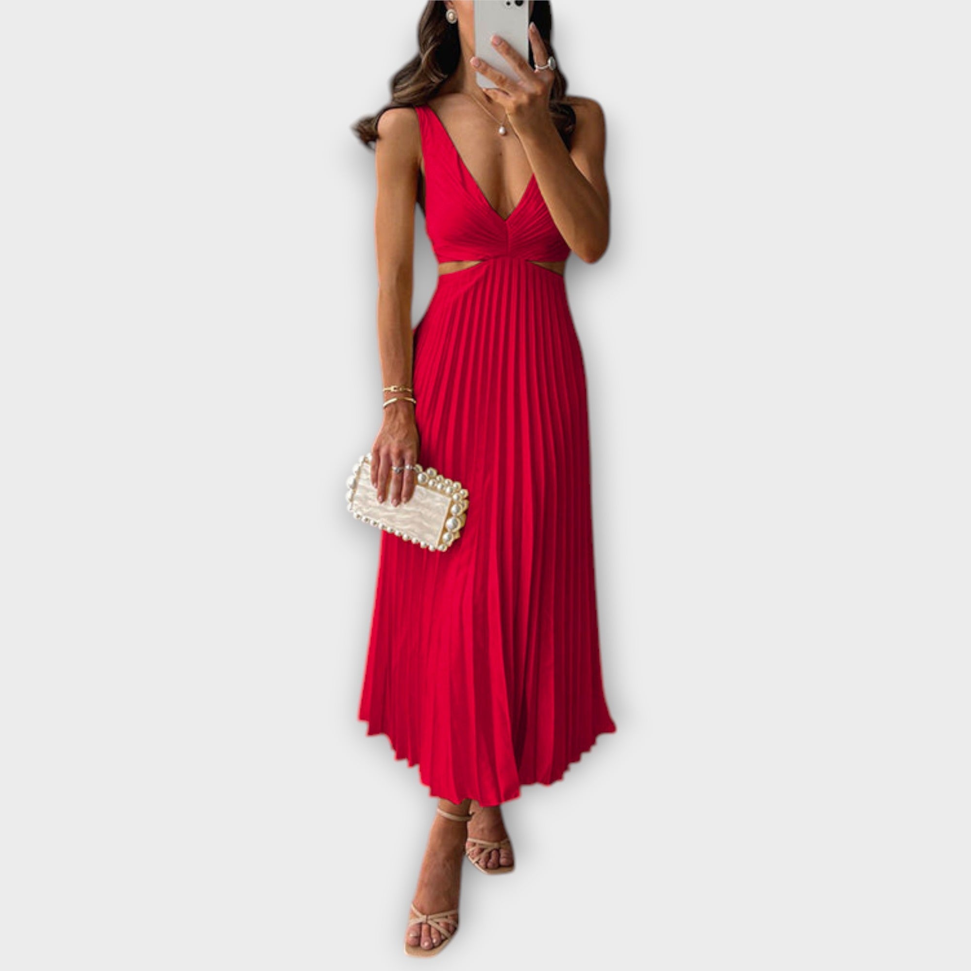 Vilma ™ ｜Elegantné midi večerné šaty s plisovaním