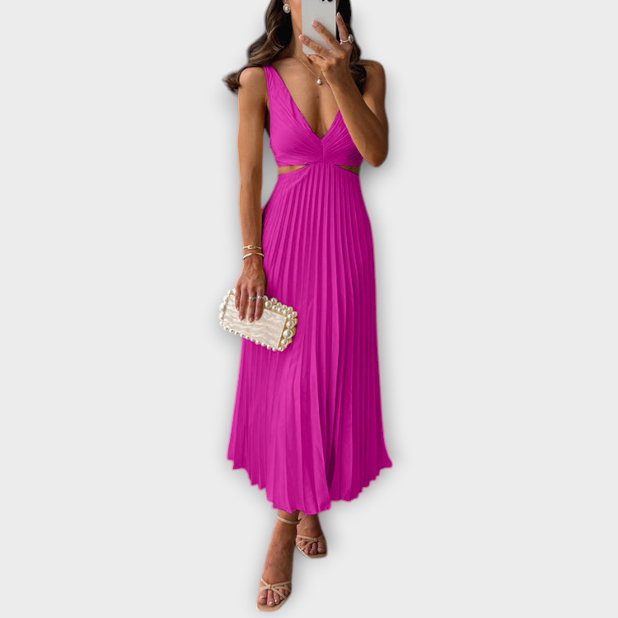 Vilma ™ ｜Elegantné midi večerné šaty s plisovaním