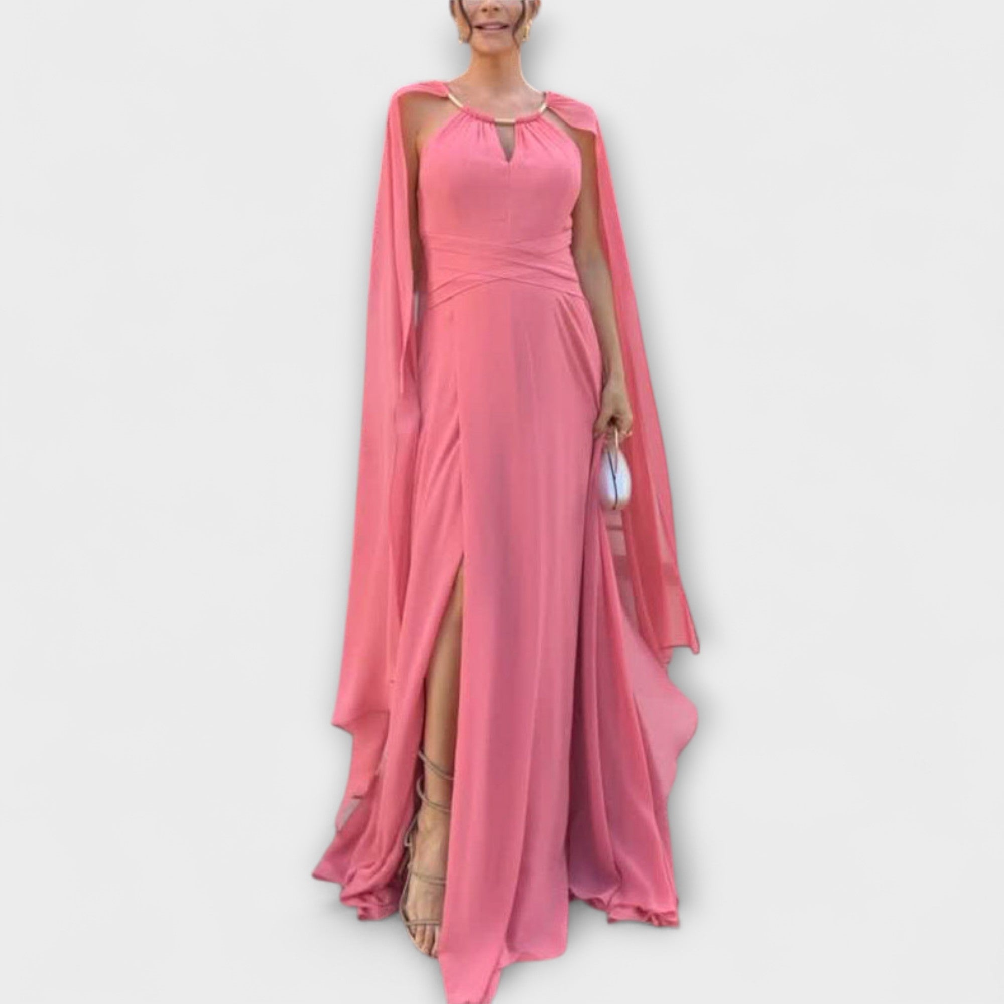 Mabel  ™ ｜ Elegantné Maxikabát s rukávmi typu Cape a vysokým rozparkom