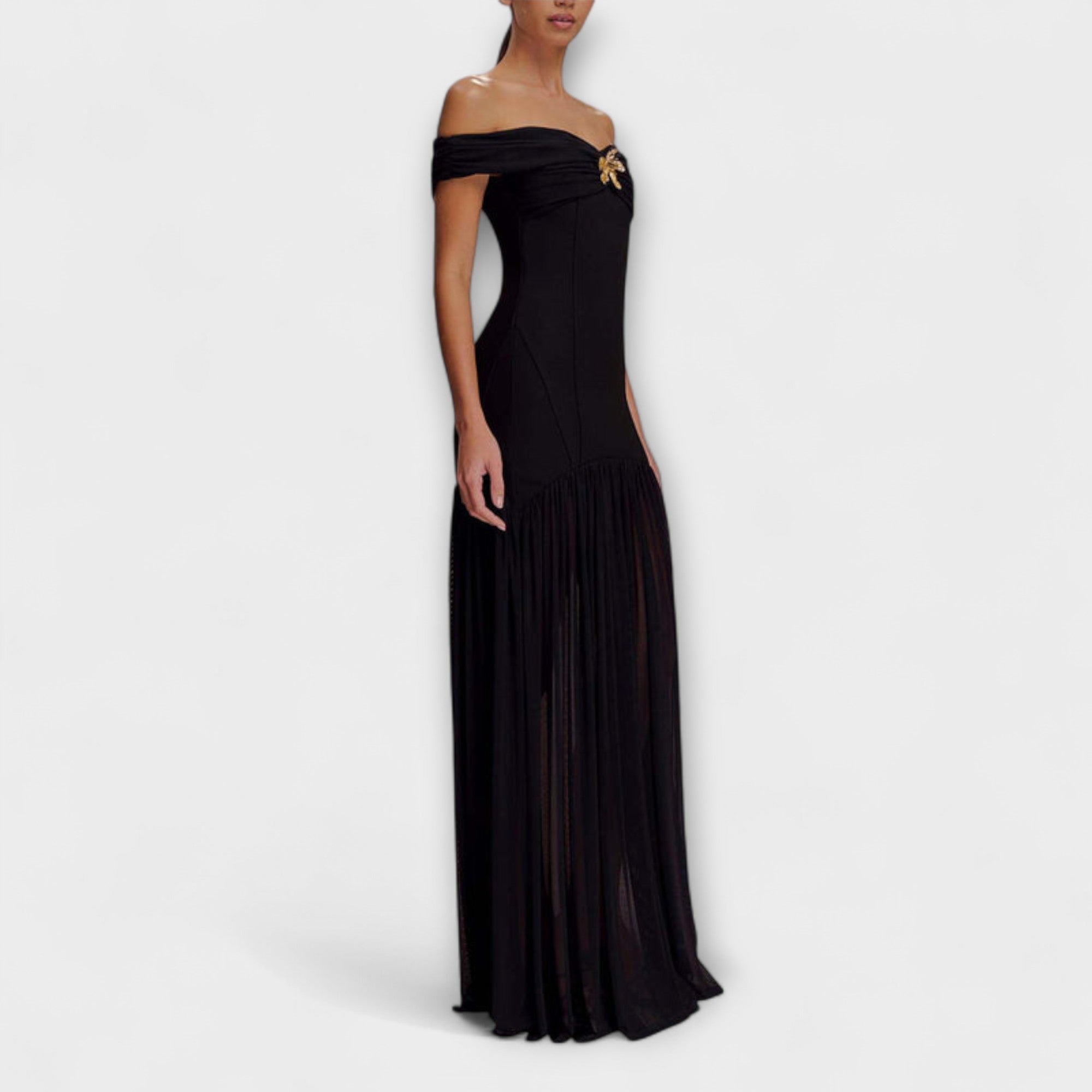 Maelie  ™ ｜ Štýlové bezramienkové bodycon maxi šaty s kvetinovými ozdobami