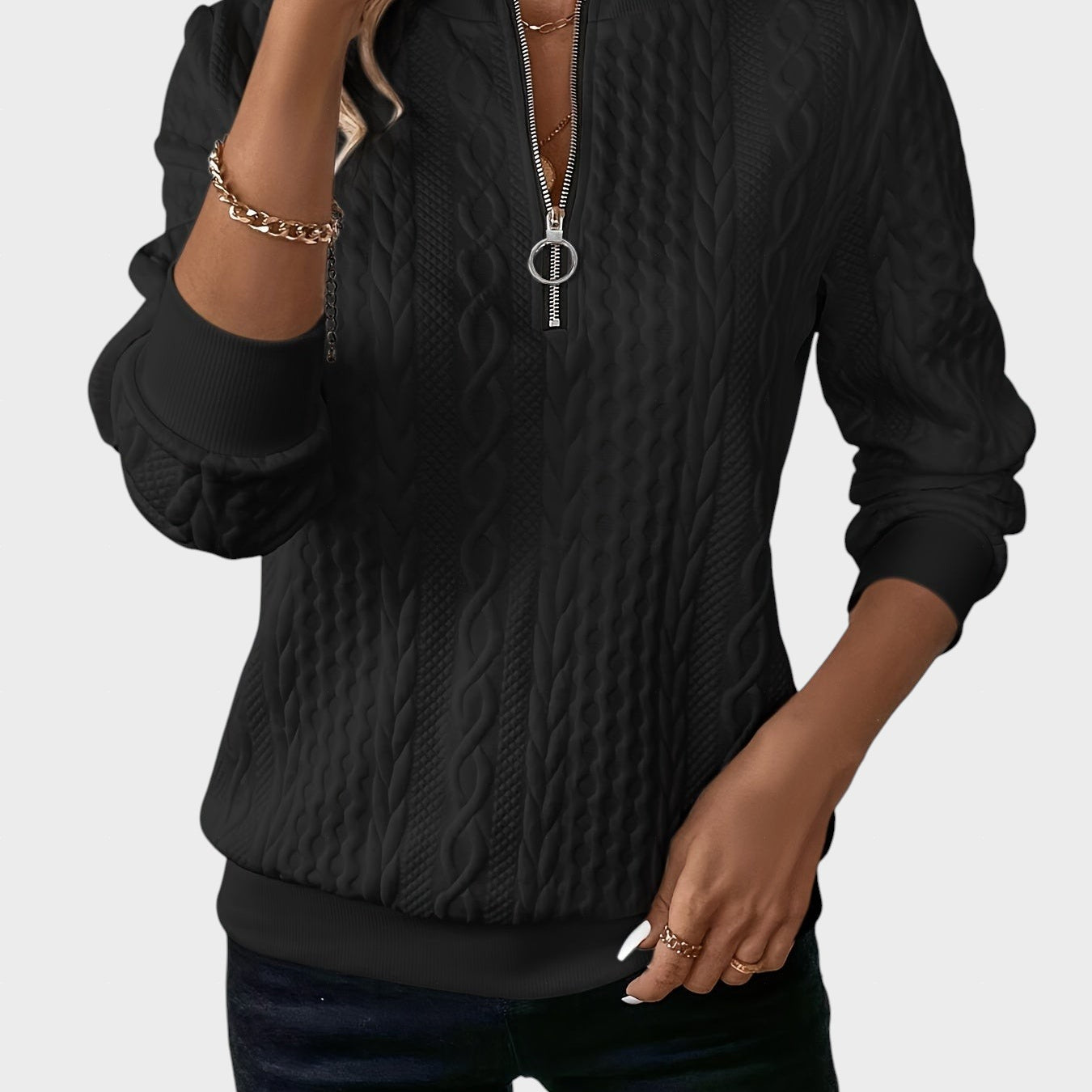 Alena™| Dámsky pletený sveter na zips