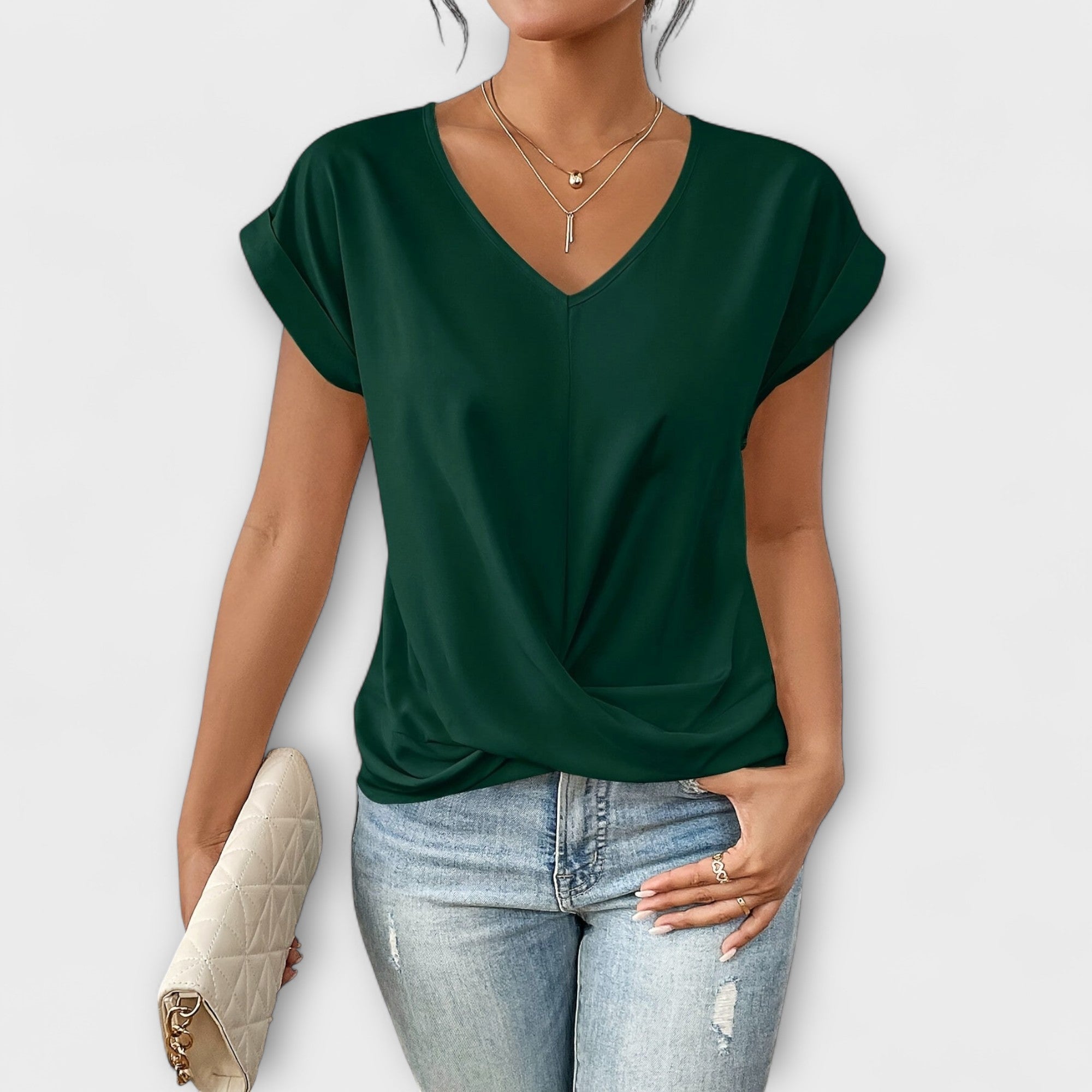 Eloise ™ ｜Top s V-výstrihom a detailom gombíka
