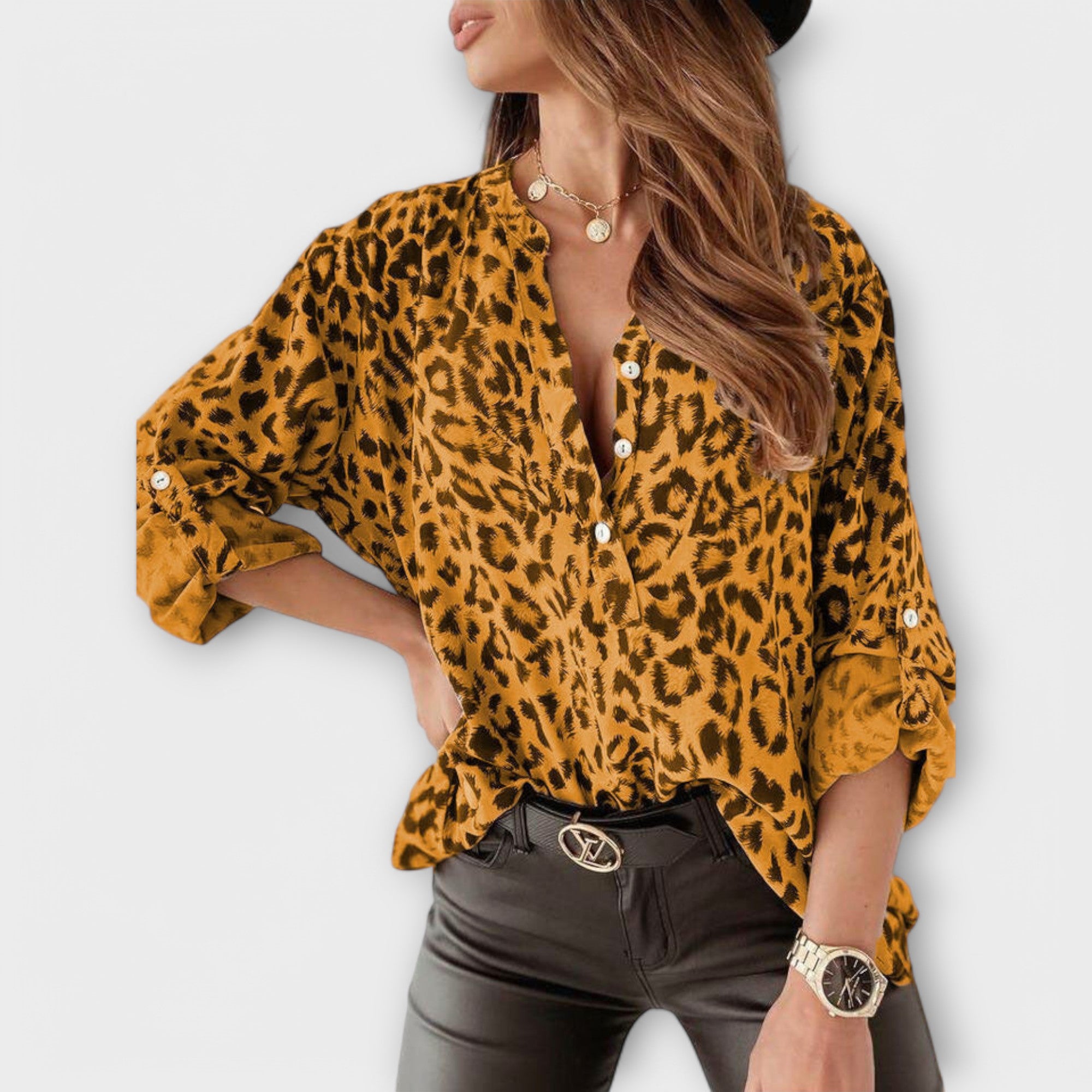 Ingrid™ ｜Módna blúzka s leopardím vzorom