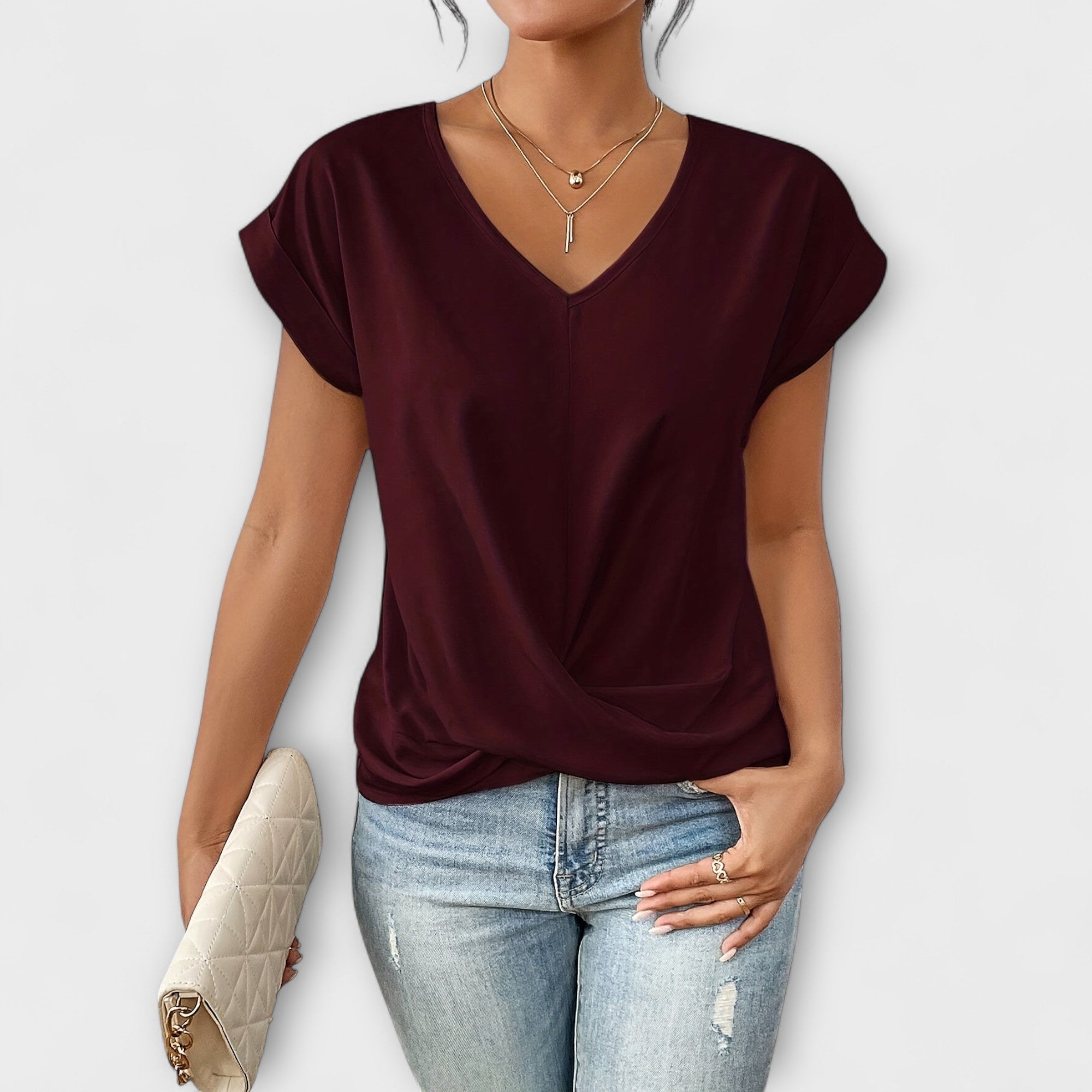 Eloise ™ ｜Top s V-výstrihom a detailom gombíka