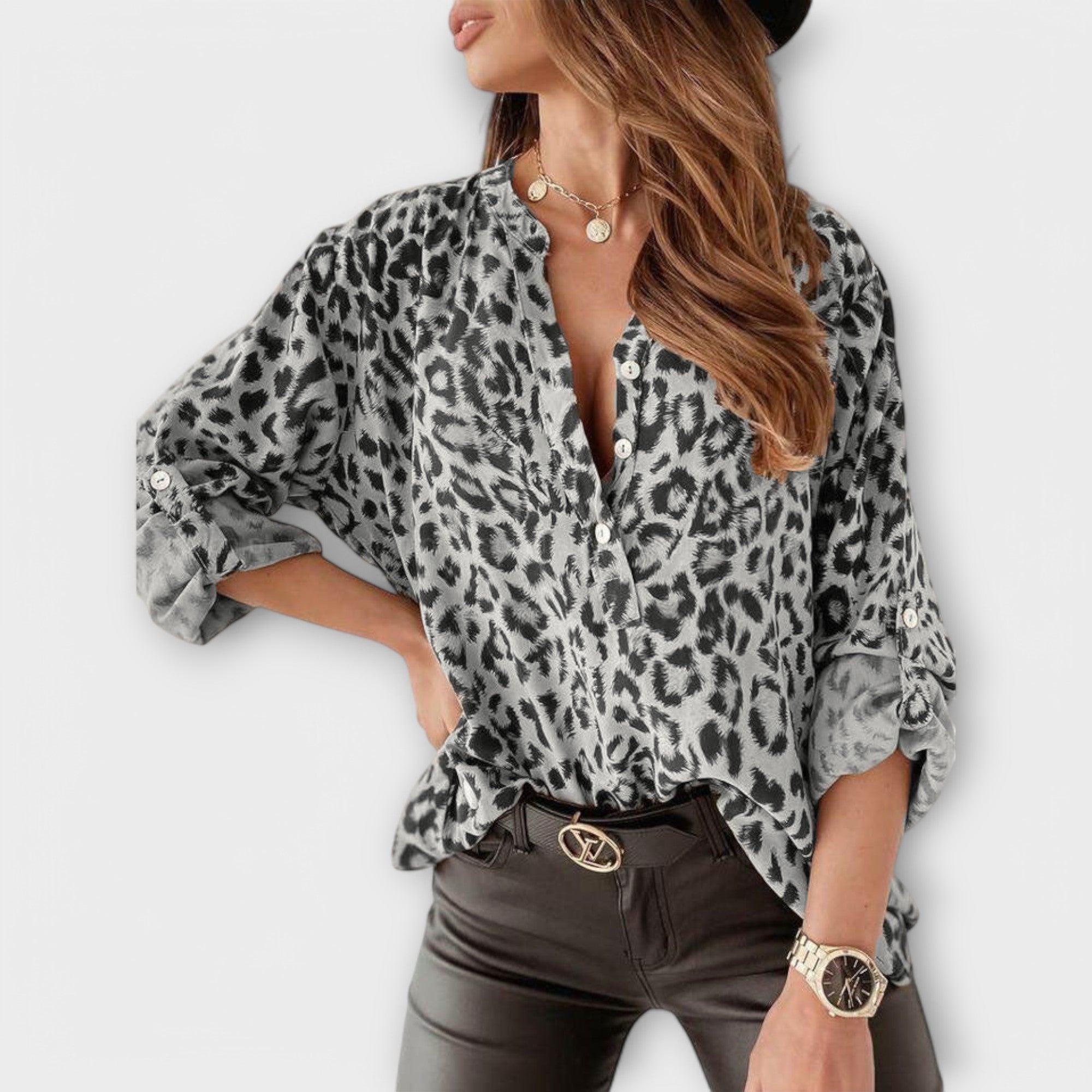 Ingrid™ ｜Módna blúzka s leopardím vzorom