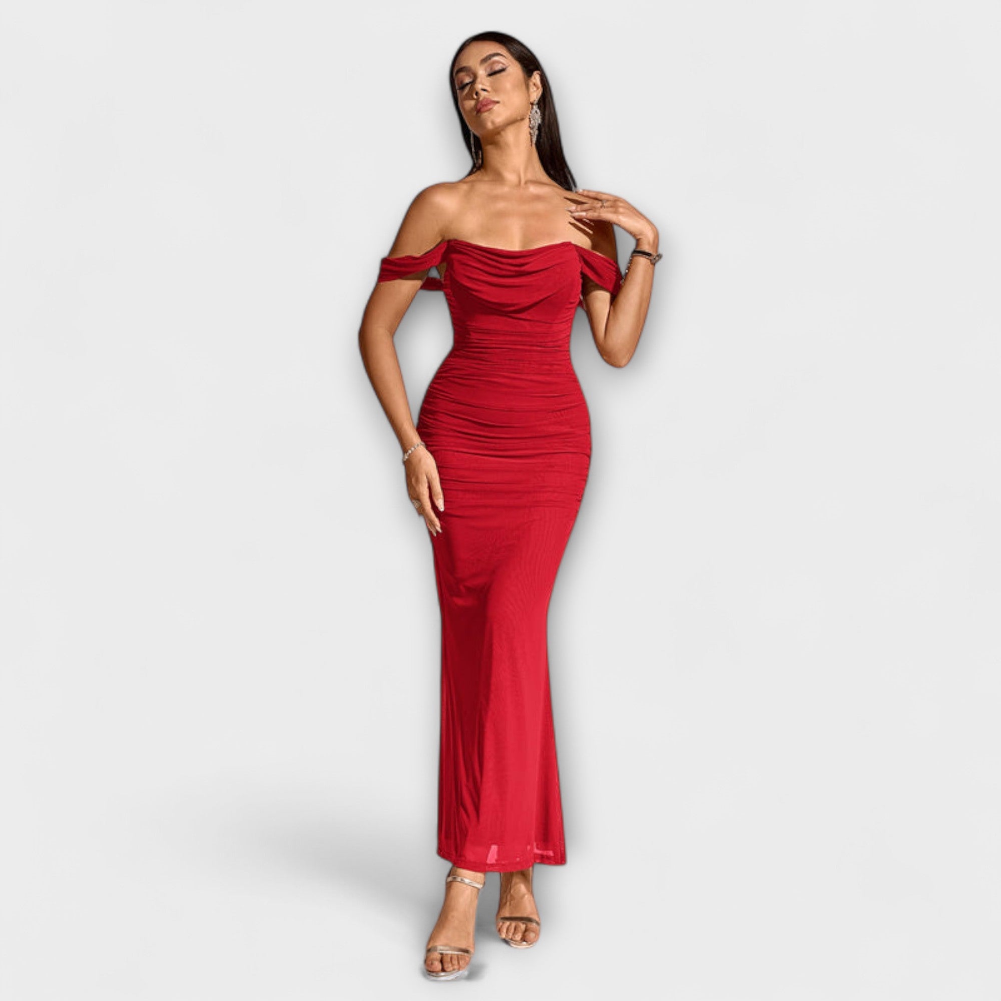 Ione  ™ ｜ Šaty Bodycon s odhalenými ramenami a riasením
