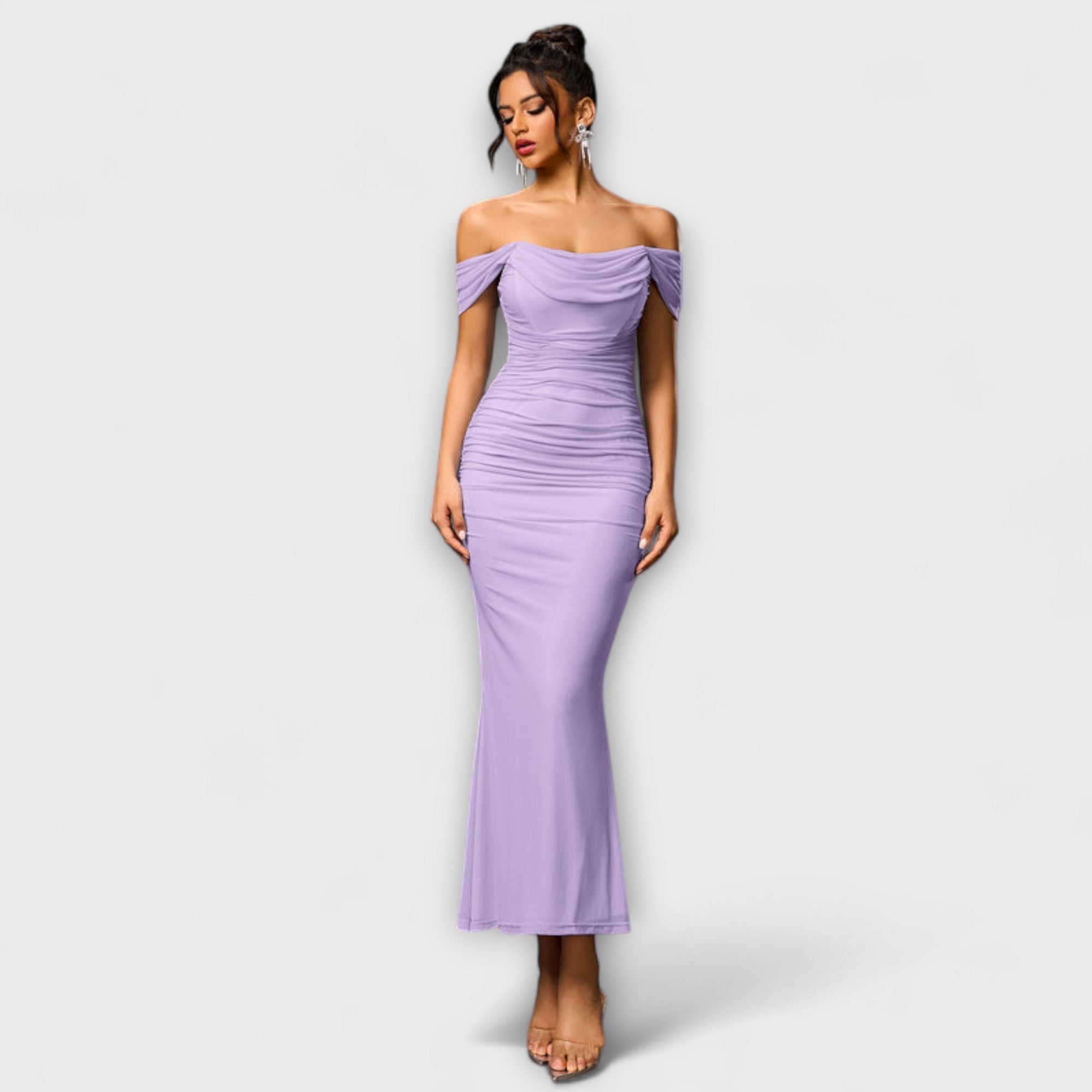 Ione  ™ ｜ Šaty Bodycon s odhalenými ramenami a riasením