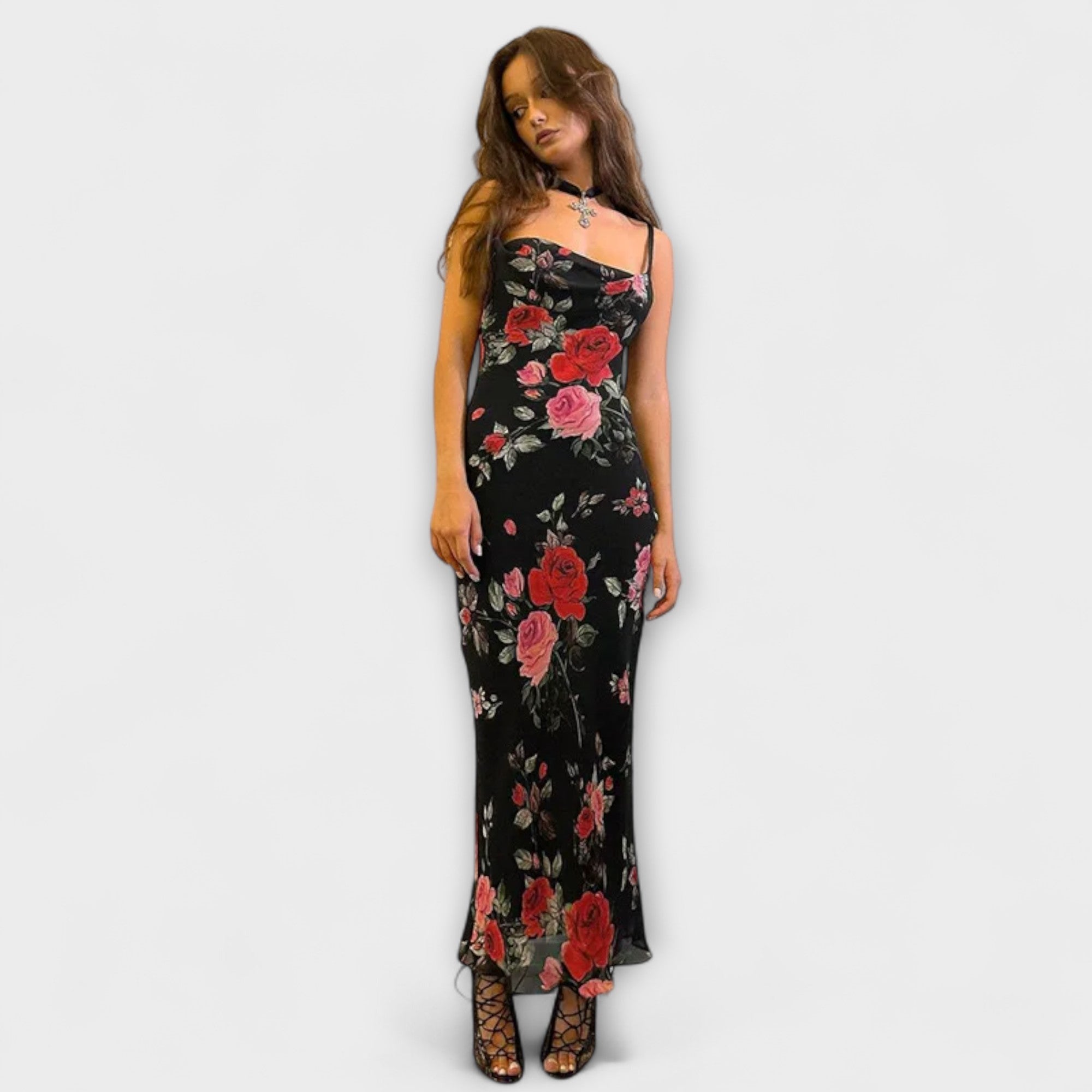 Etela ™ ｜Šaty Bodycon s ramienkami a kvetinovým vzorom