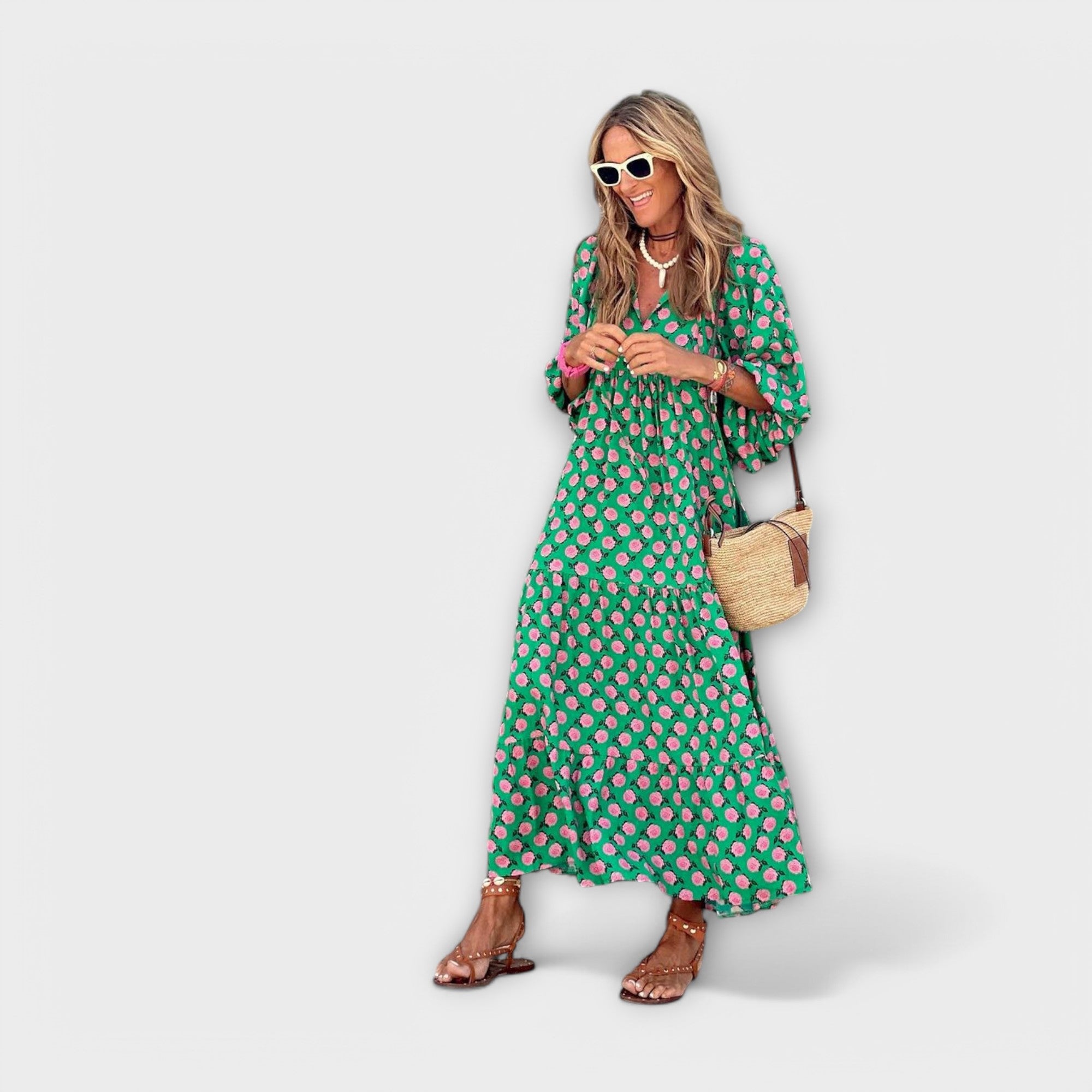 Aneta ™ ｜Elegantné geometrické maxi šaty