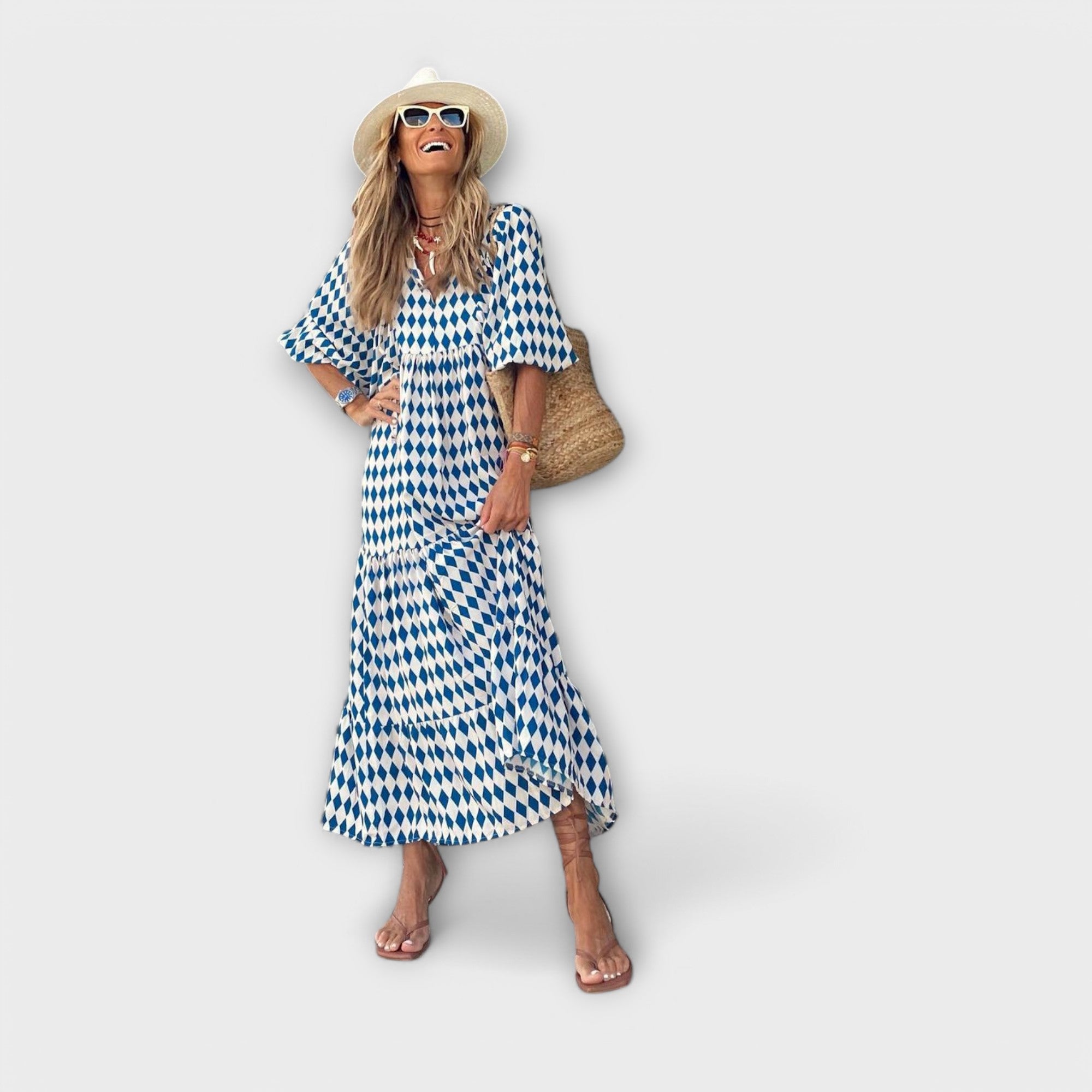 Aneta ™ ｜Elegantné geometrické maxi šaty