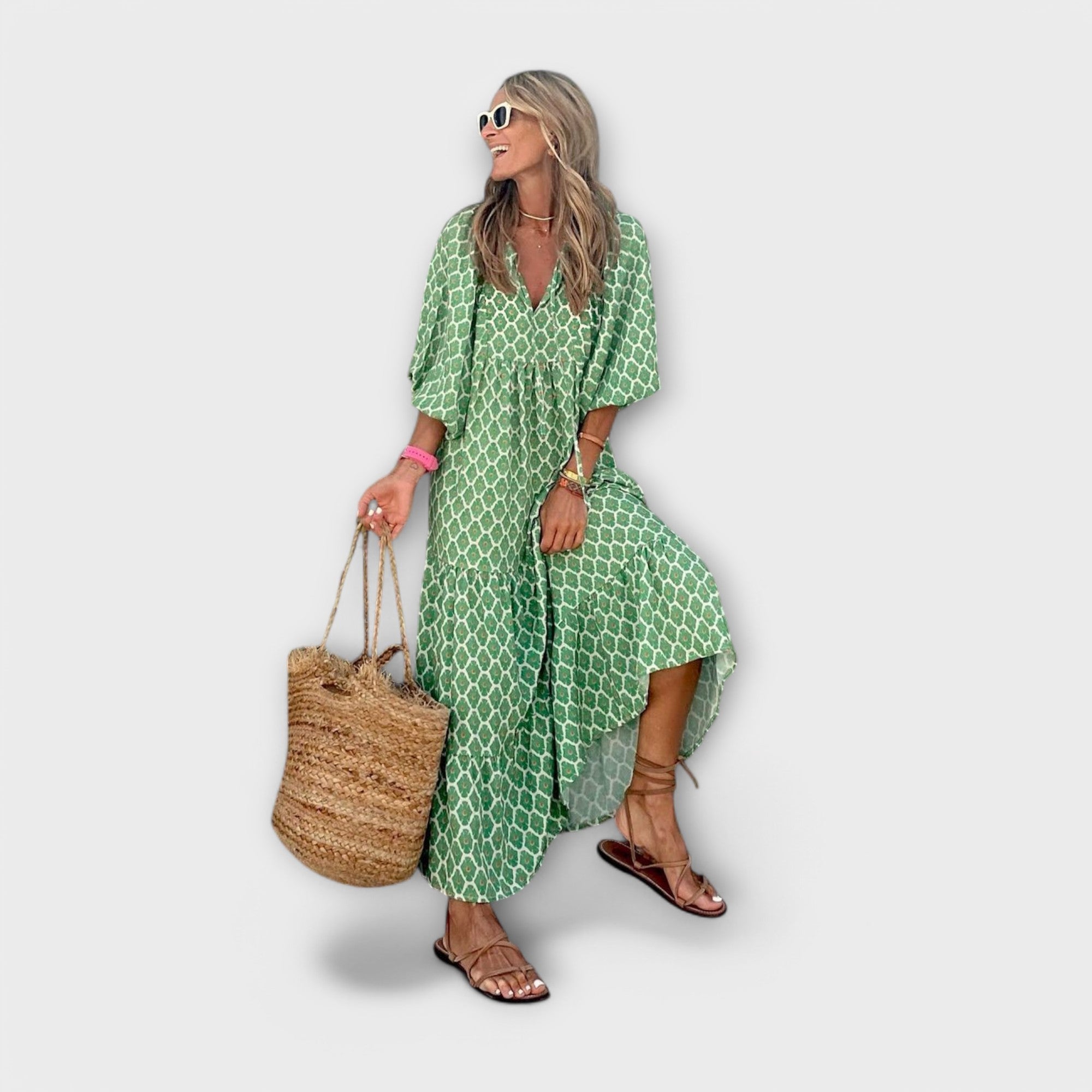 Aneta ™ ｜Elegantné geometrické maxi šaty
