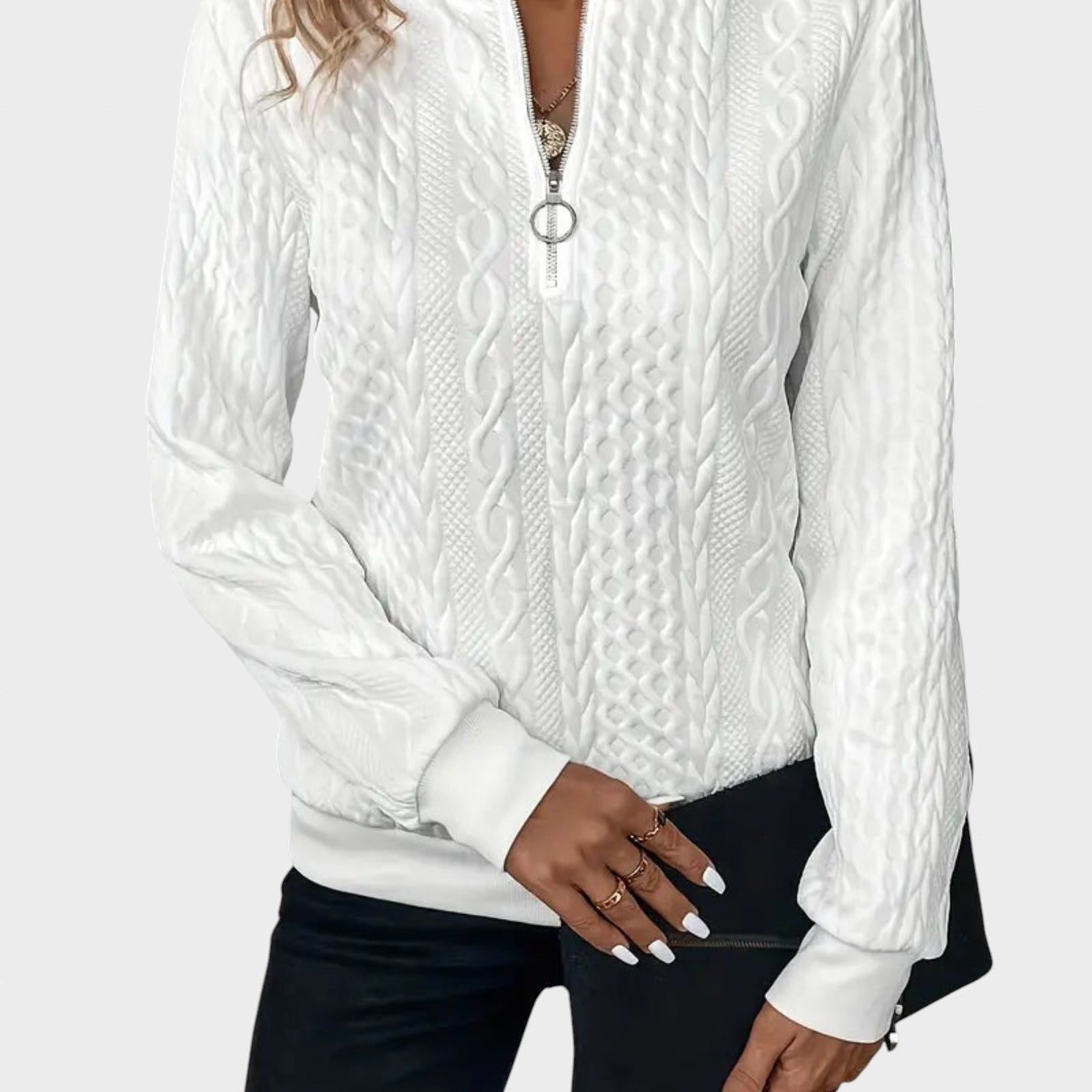 Alena™| Dámsky pletený sveter na zips