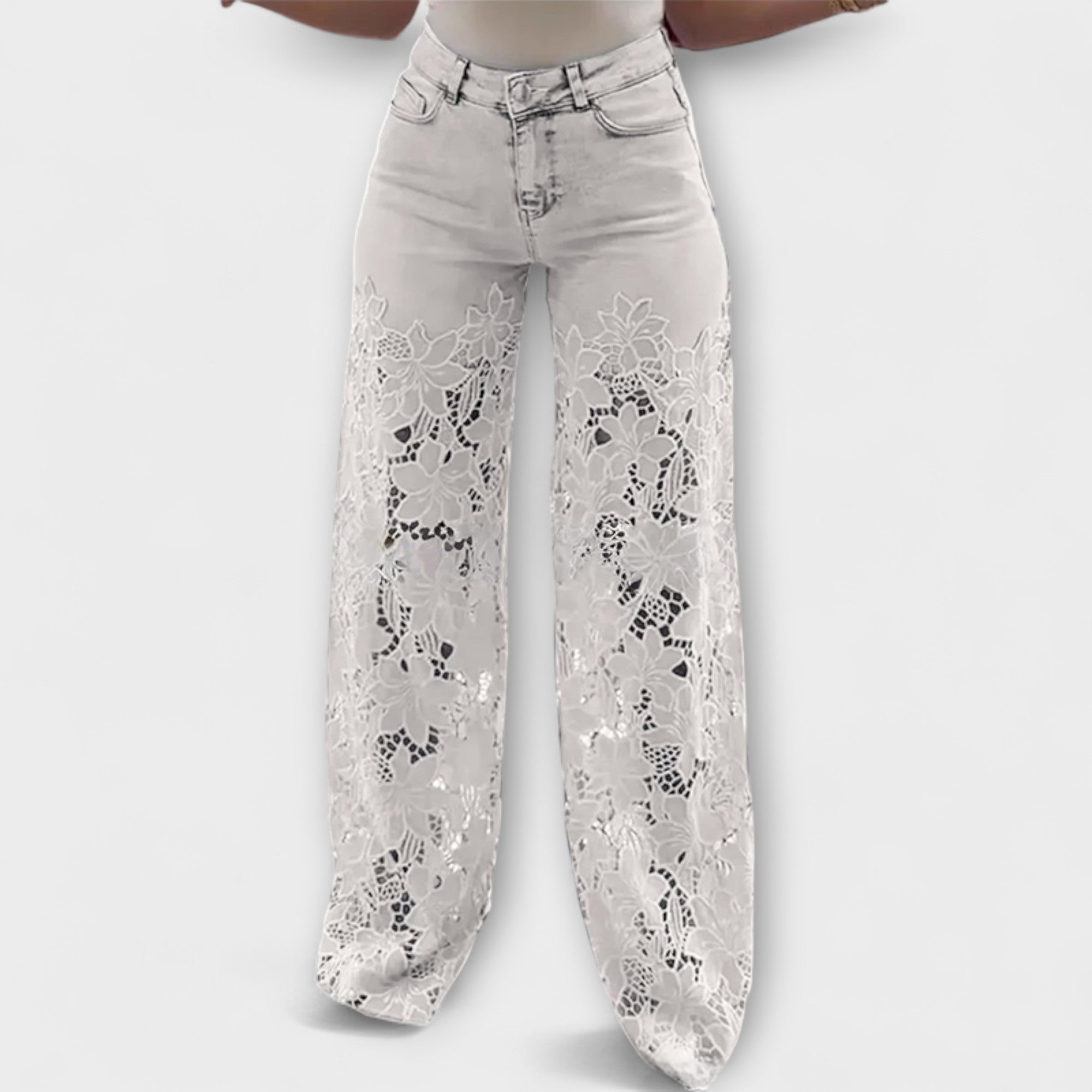 Soňa ™ ｜Trendy čipkované patchwork džínsy
